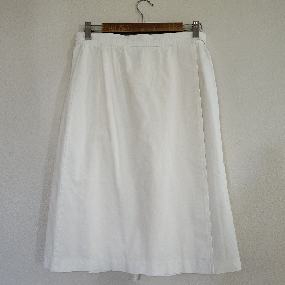 VINTAGE COUNTRY SUBURBANS Classic White A-Line Tie-Waist Wrap Skirt Size 16 - Picture 3 of 8